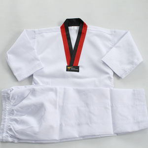 Traje de entrenamiento Dobok unisex para niños poliéster/algodón de secado rápido bordado De <span class=keywords><strong>Taekwondo</strong></span> para Niños y Niñas Ropa de artes marciales - Product Image 5
