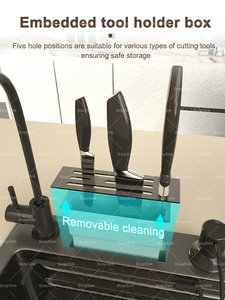 Évier <span class=keywords><strong>de</strong></span> <span class=keywords><strong>cuisine</strong></span> cascade amélioré en acier inoxydable nano <span class=keywords><strong>noir</strong></span> avec robinet extractible et poubelle <span class=keywords><strong>de</strong></span> <span class=keywords><strong>cuisine</strong></span> pour <span class=keywords><strong>cuisine</strong></span> d'hôtel - Product Image 5