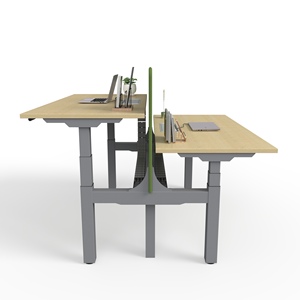 Bureau assis-debout électrique à double moteur réglable en hauteur pour 2 personnes face à face avec gestion des écrans et des câbles - Product Image 6