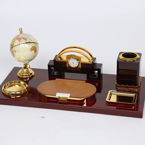 Calendario de Escritorio de Estilo Vintage de Lujo, Portalápices, Globo Terráqueo, Adorno de Escritorio de Madera de Palisandro Macizo de Alta Gama, Origen China, Regalo para Oficina - Product Image 4