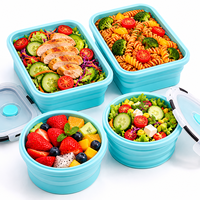 Boîte à lunch scolaire pliable, écologique, sans BPA, compatible micro-ondes, pour enfants, ensemble de boîtes bento en silicone avec valve de ventilation