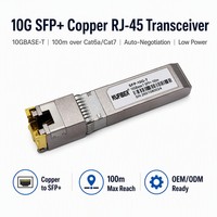 Module SFP-T Cuivre 10GBASE-T en Gros Usine, 100m RJ45 DDM, Température Industrielle, Étiquette Personnalisée, Approvisionnement en Vrac