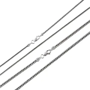 Custom solid 925 sterling silver retro fashion jewelry classic square foxtail chain simple necklace and bracelet men and women
