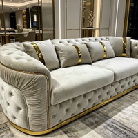Ensemble de canapés de salon en tissu de style Chesterfield italien de luxe