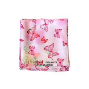 Foulard Quadrato con Motivo a Farfalle 70x70cm, Fazzoletto in Seta Stampata, Accessorio di Moda - Product Image 1