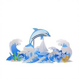 OM Dekoration 2026 Neues Ozean-Delfin-Thema Wunderschöne Atmosphäre-Dekoration Fenster-Requisiten Wellen-Aquarium für Gewerbliche Zwecke - Product Image 1