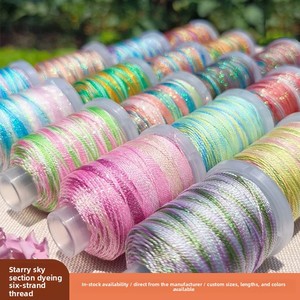 เชือกถัก 6 เส้น ลายดาว ย้อมสีแบบเซกเมนต์ ไนลอน 100% สำหรับงาน DIY เครื่องประดับทำมือ สีรุ้งหลากสี ประดับด้วยทองคำ สร้อยข้อมือ เชือกผูกข้อมือ - Product Image 2