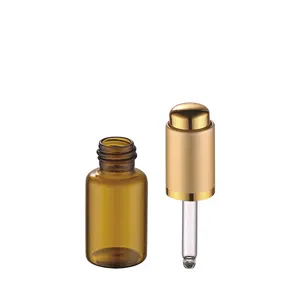 Amber paket Serum minyak perawatan kulit, 5ml 15ml 10ml 20ml botol kaca tabung dengan pompa tetes tekanan aluminium