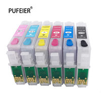 Kartrid Tinta Isi Ulang T0811N-T0816N 81N dengan Chip Reset untuk Epson T50 TX700 TX800 TX710W TX650 TX810FW TX820FWD A1430 CISS
