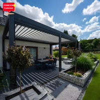 Modern Biyoklimatik Pergola Alüminyum Ayarlanabilir Tavanlı Kamelya Açık Hava Su Geçirmez Teras Bahçe Avlu için Panjurlu Pavyon