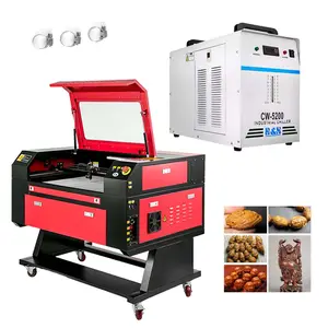 OEM full set of plywood stone laser cutting engraving machine equipment with chiller