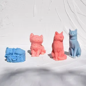 Cetakan silikon sabun kucing ekor mata besar cetakan kue hewan 3D cetakan kue silikon coklat