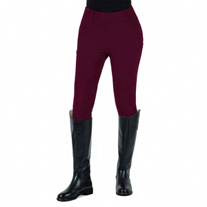Jodhpurs pour femmes à taille haute, couleur unie, extensibles, avec fermeture éclair, pour les sports équestres - Product Image 1