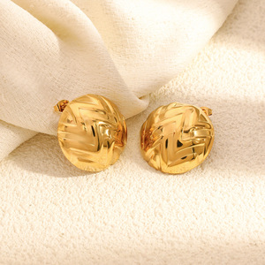 Stud Earrings Geometric <b>Round</b> 18k Gold Plated Stainless Steel Ear <b>Posts</b> Fashion Jewelry - Product Image 4