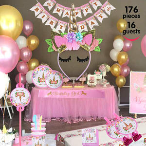 Vaisselle de fête d'anniversaire sur le thème de la <span class=keywords><strong>licorne</strong></span> Nicro pour bébé fille, décorations de <span class=keywords><strong>table</strong></span>, fournitures pour filles avec vaisselle jetable et couverts - Product Image 5