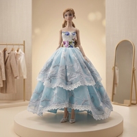 Tenue de poupée en bambou version Q personnalisée OEM, robe de princesse élégante en dentelle à volants, certifiée CE CPC, tenue de poupée haut de gamme