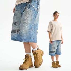 Fabricantes chinos Casual 100% algodón Streetwear Imprimir Baggy Straight Men Denim Shorts Jeans Shorts - Product Image 1