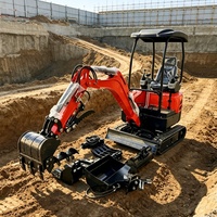 Produit en promotion : Mini-excavatrice sur chenilles de 1,8 tonne avec attache rapide hydraulique pour travaux agricoles, puissance élevée, micro-pelleuse pour tranchées