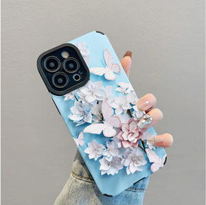 Custodia per cellulare in pelle artificiale TPU con stampa di fiori, farfalle bianche e rosa per <span class=keywords><strong>iPhone</strong></span> X, XR, 11, 12, <span class=keywords><strong>13</strong></span>, 14, 15, 16, 17, 18 Pro Max - Product Image 4