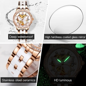 Reloj OLEVS 6622 de Lujo para Mujer, Elegante, Automático, Mecánico, con Esfera de Mariposa con Diamantes, Resistente al Agua, en Caja de Regalo - Product Image 3
