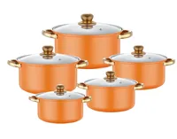 Ensemble de 10 Pièces de Cuisine en Acier Inoxydable Poli Miroir, Batterie de Cuisine, Marmites à Soupe, Casseroles et Ustensiles