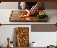 Planche à découper rectangulaire en bois de noyer massif naturel, à grain traversant, avec rainure pour les jus, pieds antidérapants, personnalisable