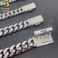 Collier chaîne à maillons en acier inoxydable Hip Hop Europe Amérique avec fermoir en argent sterling incrusté de moissanite unisexe Zhejiang FH1800