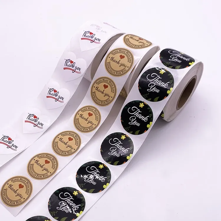 Printed Thank You LOGO Paper Foil Custom Sticker Roll