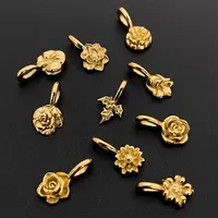 EManco Breloques en acier inoxydable couleur or, motifs floraux variés, style naturel pour bijoux DIY, usage quotidien, vente directe usine