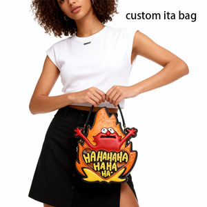 Bolso de mano novedoso personalizado con diseño de dibujos animados de llamas divertidas, tipo Ita Bag, con ventana transparente para exhibir pines, para fans del streetwear. - Product Image 3