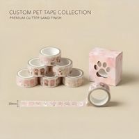 Digital Bedrucktes Transparentes PET-Klebeband mit Katzenpfoten- und Sakura-Motiv, Glitzer-Sand-Finish für Gemütliche Nachmittage