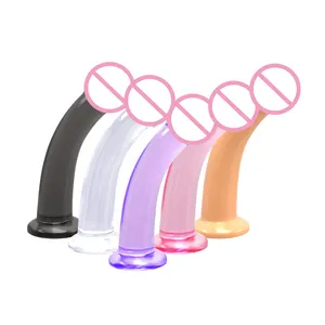 Tùy chỉnh bán buôn số lượng lớn lớn mềm pha lê Cock dương vật Massager Đồ chơi tình dục nữ hậu môn lớn thực tế thạch Silicone phụ nữ Dương vật giả