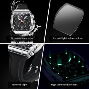   Montre-bracelet pour homme à quartz étanche avec phases de lune, chronographe multifonctionnel lumineux, personnalisable avec logo OEM/ODM - Référence 2942 - Product Image 5