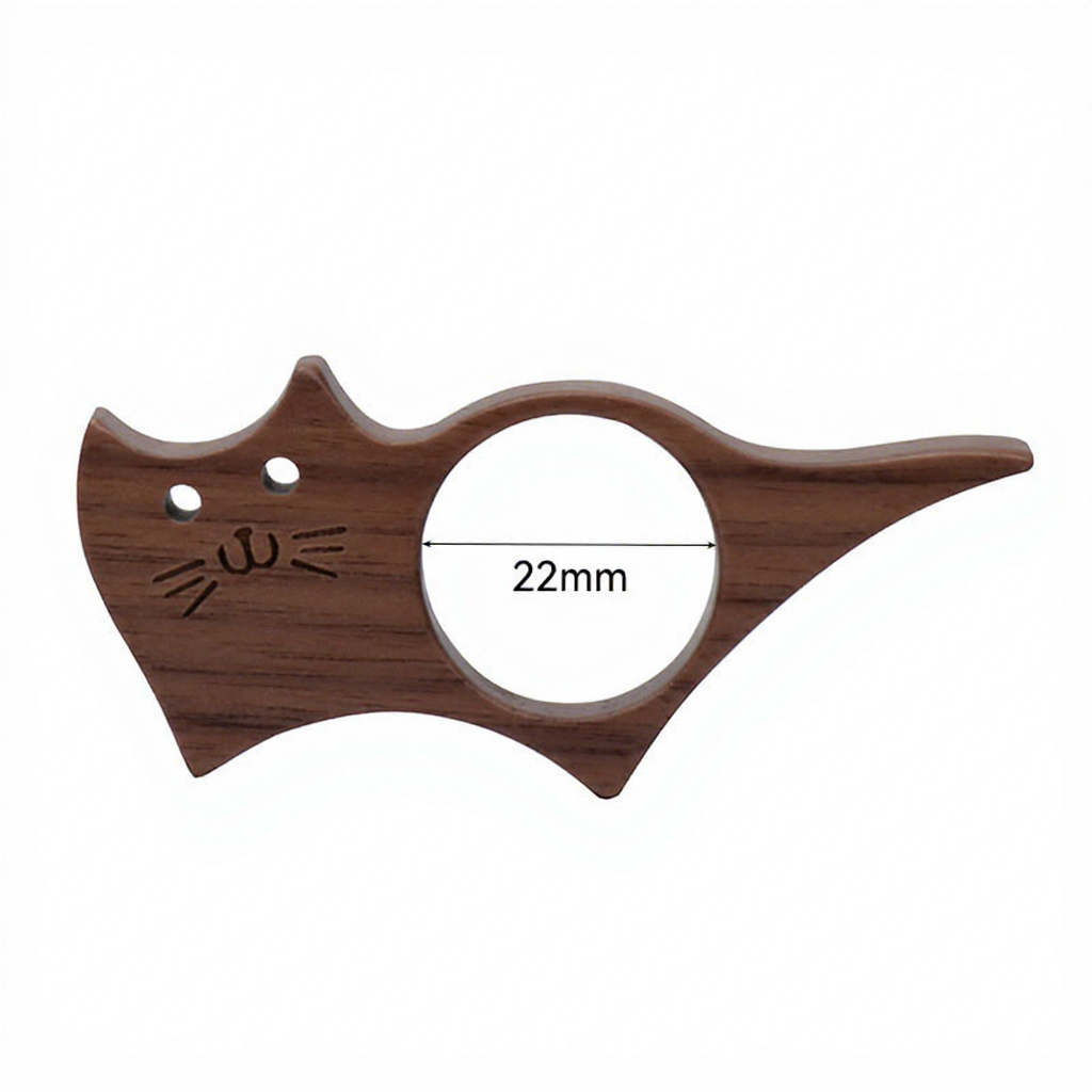 Chat moustache couleur bois 7,4x3,3x1,3cm