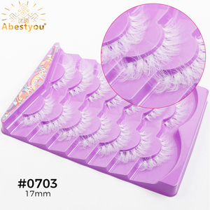 Abestyou Pestañas Postizas 5D Rusas Esponjosas, 7 Pares, Banda Invisible Transparente, Color Blanco, Pestañas Dramáticas de Lana - Product Image 6