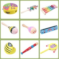 Children's Wooden Maraca Drum Rattle Musical Percussion Instrument Orff Set Game Educational Music Gift Toys for Kids Toddlers