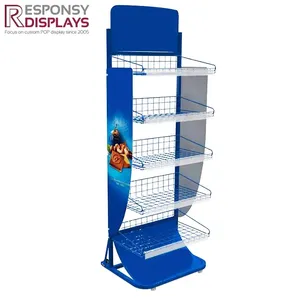 ชั้นวางโชว์ขนมทำจากโลหะทันสมัยพร้อมตะกร้าลวดและหัวแบนเนอร์สำหรับชิปและสินค้ากระป๋อง - Product Image 2