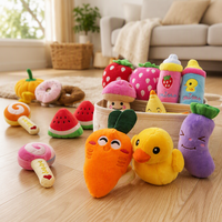 Pluche piepende hondenspeelgoed fruit cartoon dieren touwspeelgoed voor katten en honden