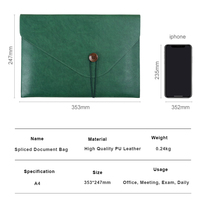 Bolsa de Almacenamiento de Documentos de PU con Logotipo Personalizado de Diseño Gratuito, Carpeta de Archivos de Alta Calidad para Documentos