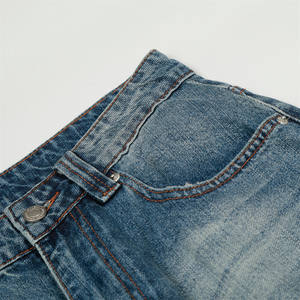 Jeans scimitar en denim <span class=keywords><strong>blanc</strong></span> délavé de style américain vintage, taille mi-haute, coupe ample, pantalon large pour homme, tendance de la marque - Product Image 3