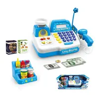 Детский калькулятор игрушки кассовый аппарат кассовая игрушка со сканером, звуком, светом, функцией микрофона