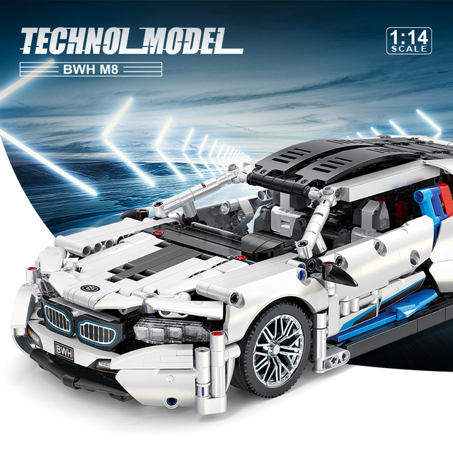 ABS Plastic 1:14 Scale Racing Car DIY Model Kit Building Blocks with Mechanical Linkage, Upgradable to Remote Control Version