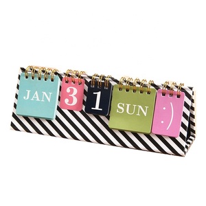 OEM Promotional Flip Printing Calendar with Clock for Office