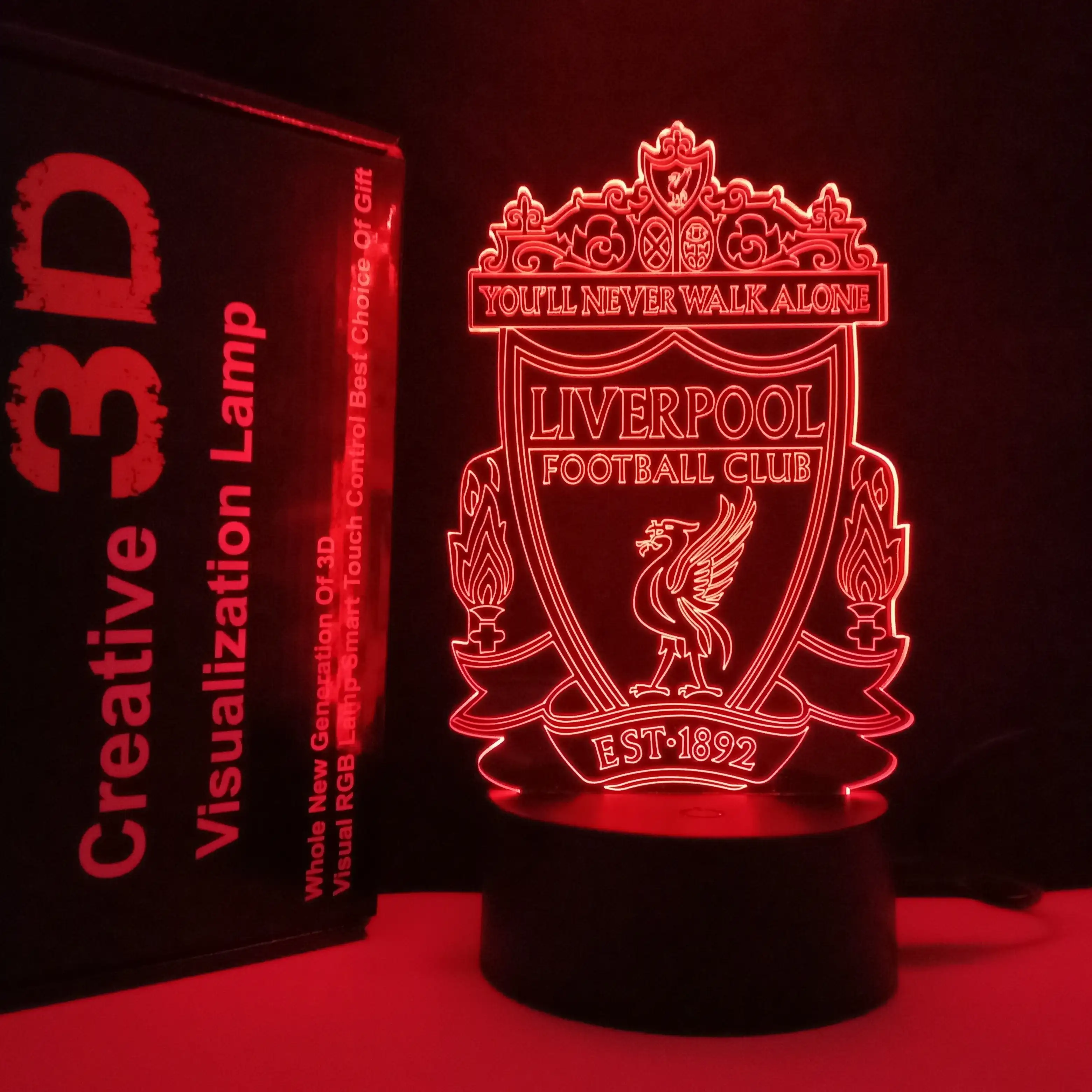 Liverpool Club Voetbal Acryl Led Lampen, 3d Dolfijn Vormige Nachtlampje, Hoge Kwaliteit Illusion 3d Led Voetbal Licht
