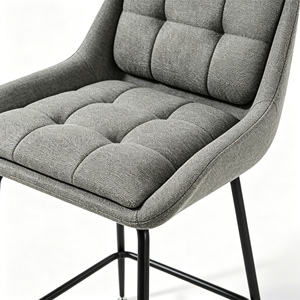 Tabouret de bar moderne en tissu gris avec structure métallique et accoudoirs fixes, design contemporain pour usage domestique - Product Image 5