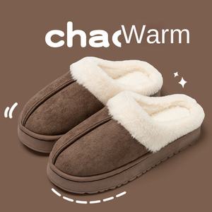 Zapatillas mullidas de gamuza esmerilada caqui de otoño e invierno, zapatillas transpirables para interiores y exteriores, zapatillas cálidas de fondo grueso para parejas - Product Image 6