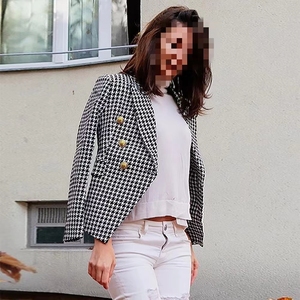 Nueva chaqueta ajustada para mujer, chaqueta con botones de Metal de doble botonadura para mujer, chaquetas y chaquetas de trabajo para mujer, abrigos blancos, negros y rojos - Product Image 6