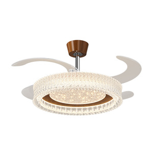 Led Ceiling Fan <b>Light</b> With <b>Crystal</b> <b>Chandelier</b> Design Copper Motor Plastic Blades Three Color Changing Smart Control For Living - Product Image 3