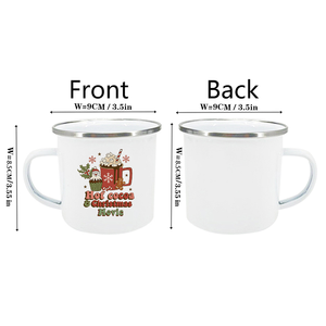 Cacao chaud et <span class=keywords><strong>films</strong></span> de noël humeur actuelle impression émail tasses à café cadeaux de noël fête vin jus boisson tasses maison verres - Product Image 2