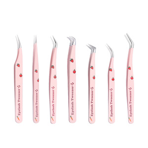 Pinzas para Pestañas de Acero Inoxidable de Precisión 0.04mm Color Rosa Fresa para Extensión de Pestañas - Product Image 2